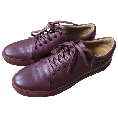 Pre-owned Acne Studios Leather Trainers In Burgundy
