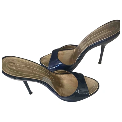 Pre-owned Gianmarco Lorenzi Patent Leather Mules & Clogs In Blue