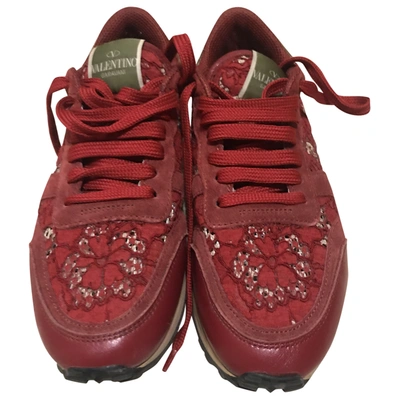 Pre-owned Valentino Garavani Rockstud Trainers In Red