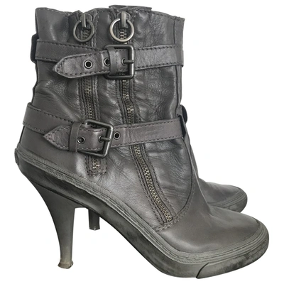 Pre-owned Ash Grey Leather Ankle Boots