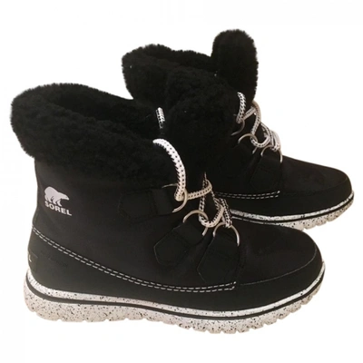 Pre-owned Sorel Faux Fur Snow Boots In Black