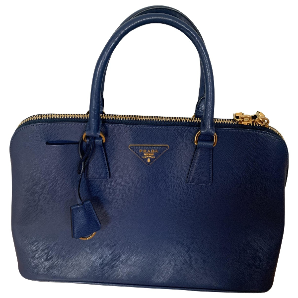 Pre-owned Prada Saffiano Blue Leather Handbag | ModeSens