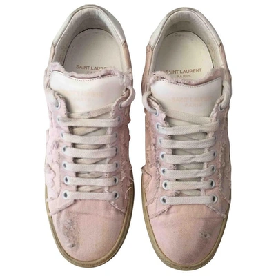 Pre-owned Saint Laurent Court Cloth Trainers In Pink