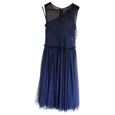 Pre-owned Tara Jarmon Lace Mid-length Dress In Blue