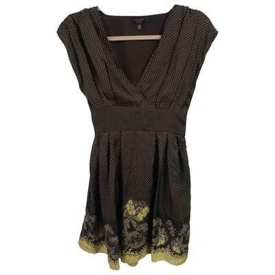 Pre-owned Ted Baker Silk Mini Dress In Brown