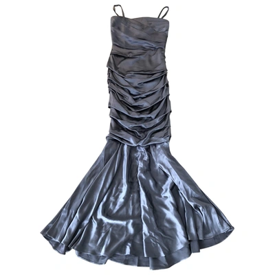 Pre-owned Dolce & Gabbana Silk Maxi Dress In Silver