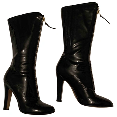 Pre-owned Valentino Garavani Patent Leather Boots In Black