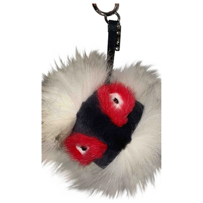 Pre-owned Fendi Bag Bug White Fox Bag Charms