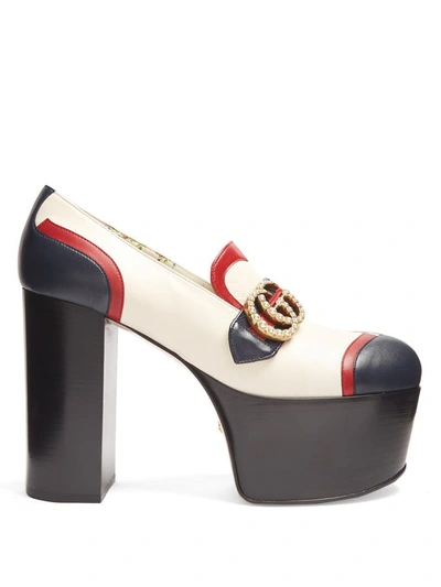 Gucci Brenda Pearly Gg Leather Platform Loafers In Multicolor