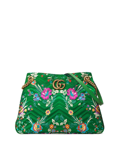 gg marmont floral jacquard shoulder bag