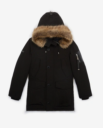 The Kooples Long Black Polyester Parka With Hood