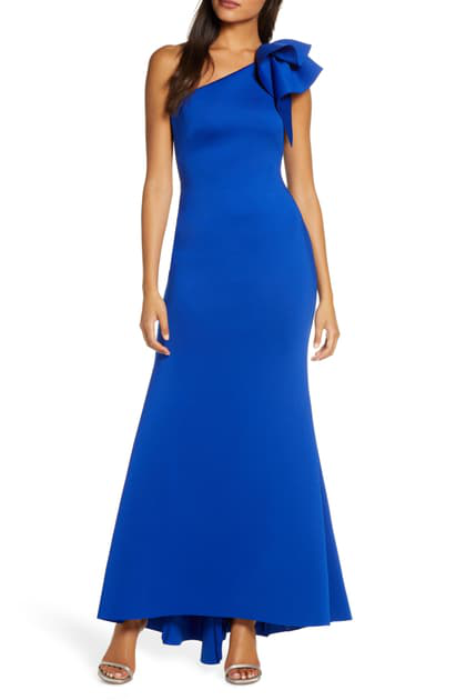 eliza j one shoulder a line gown