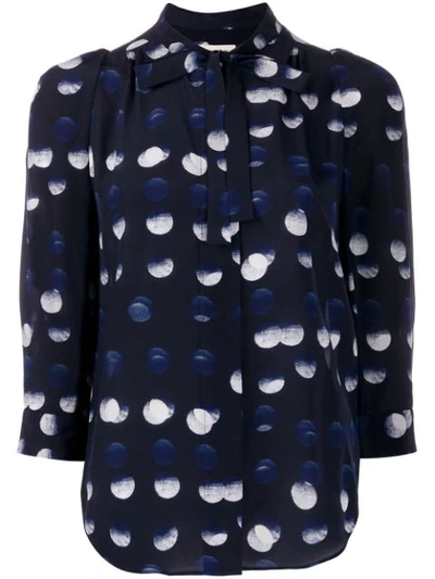Zadig & Voltaire Touch Polka-dot Printed Silk Tunic In Marine
