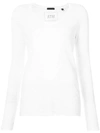 Atm Anthony Thomas Melillo Distressed Slub-knit Long Sleeve Tee In White