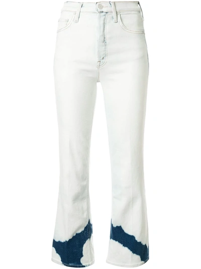 Mother The Tripper High-rise Crop Bootcut Dip-dye Jeans In Blue