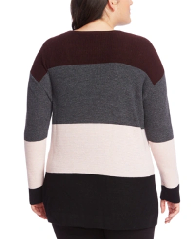 Vince Camuto Plus Size Colorblocked Sweater In Port