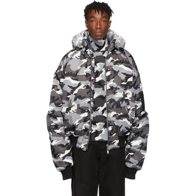 Juun.j Camouflage Print Hooded Bomber Jacket In 5 Black