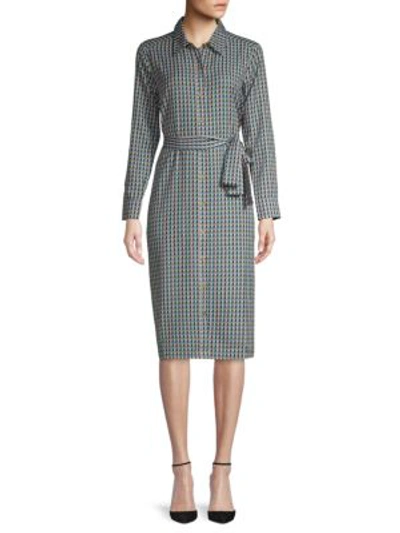 Alexia Admor Printed Self-tie Shirtdress In Light Blue