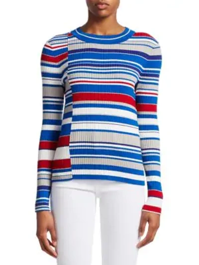 Rag & Bone Mason Mixed Stripes Knit Sweater In Blue