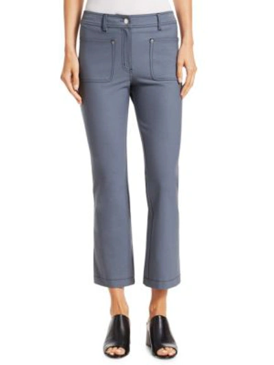 Derek Lam Top-stitched Crop Flare Jeans In Blue