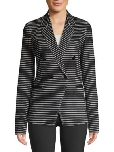 Lafayette 148 Women's Devin Asymmetric Striped Jacket In Black