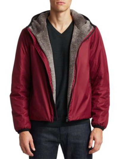 Saks Fifth Avenue Men's Collection By Esemplare Eco Fur-lined Short Jacket In Burgundy