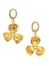 Sylvia Toledano Women's Lucky Flower 22k Goldplated & Pearl Drop Clip-on Earrings In Yellow Goldtone