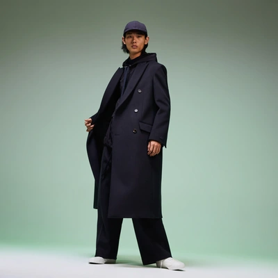 Lacoste Men's Fashion Show Double-breasted Coat In Navy Blue