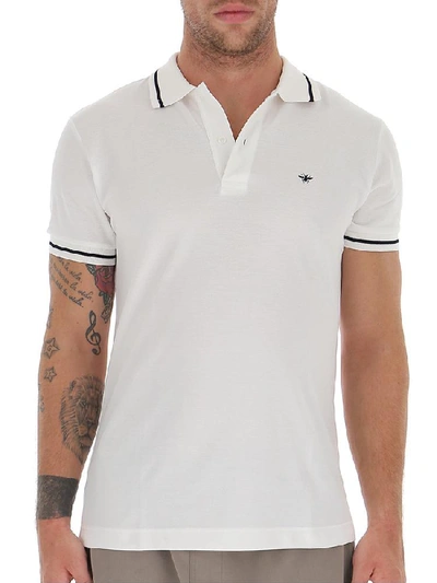 Dior Homme Bee Embroidered Polo Shirt In White
