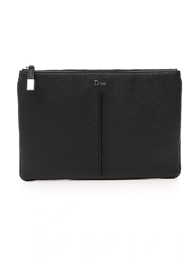 Dior Homme Logo Embossed Pouch In Black