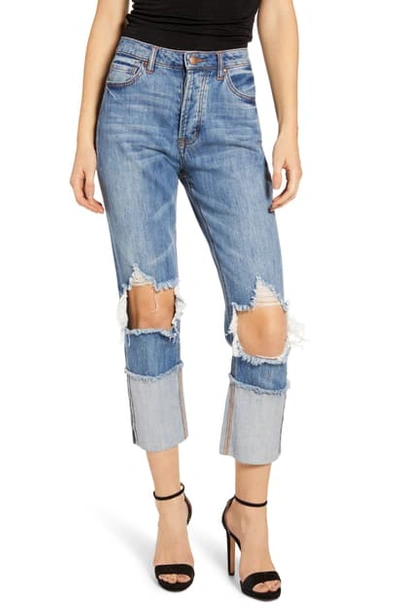 Afrm Dylan Ripped High Waist Crop Jeans In Sea