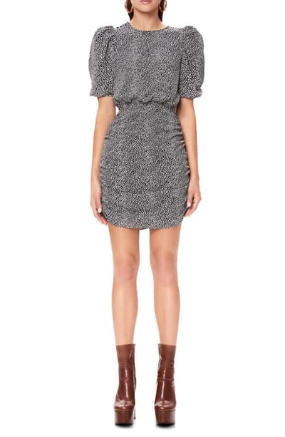 Afrm Animal Print Ruched Minidress In Animal Ditsy