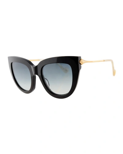 Anna-karin Karlsson Lush Diamond Cat-eye Sunglasses In Black