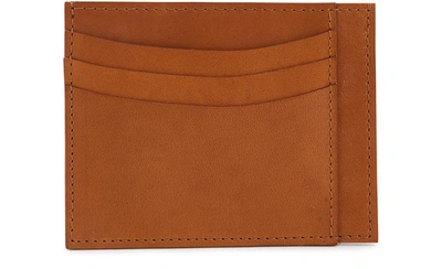 Le Feuillet Leather Card Holder In Cognac