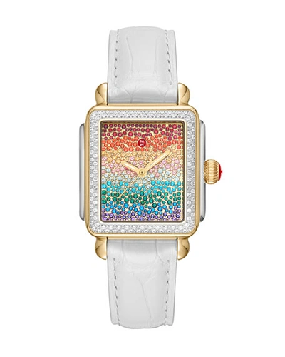 Michele Deco Carousel Pav&eacute; Diamond Alligator Leather Watch In Multi