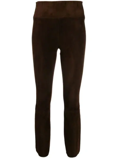 Sprwmn Dark Brown Flared Suede Trousers In Chocolate