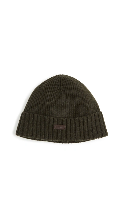 Barbour Lowerfel Beanie In Dk Green