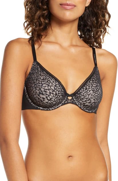 Calvin Klein Seductive Comfort Running Leopard Unlined Demi Bra In Black