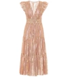 Ulla Johnson Justyne Metallic Stripe Silk Blend Maxi Dress In Pink