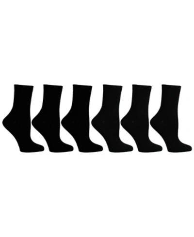 Steve Madden Women's 6 Pack Texture & Solid Crew Socks, Online Only In Black