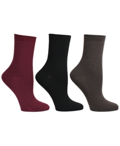 Steve Madden Women's 3 Pack Super Soft Ribbed Crew Socks, Online Only In Black