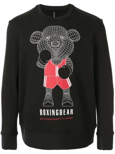 Blackbarrett Boxing Bear Print Sweatshirt In Black
