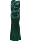 Talbot Runhof Ruched Detail Fitted Evening Dress In Green