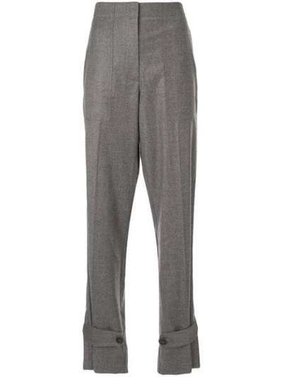 Helmut Lang Button Tab Wide Leg Trousers In Ynz Beuys Grey