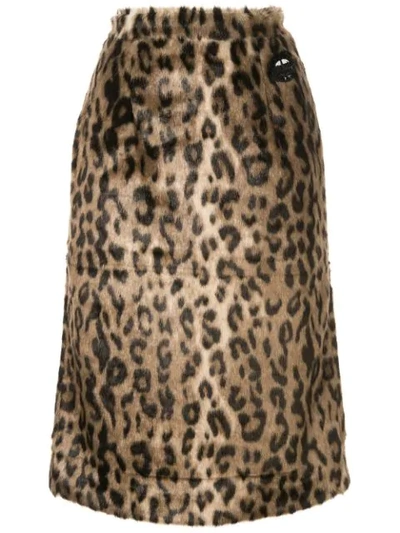 Markus Lupfer Leopard Print Skirt In Brown