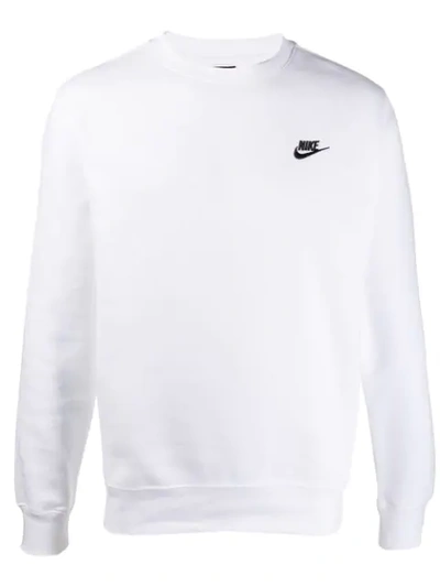 Nike Embroidered Logo Jumper In White