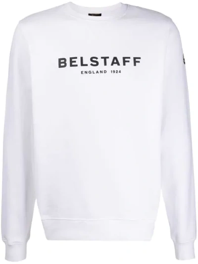 Belstaff Front Logo Crew Neck Sweatshirt In 10000 White