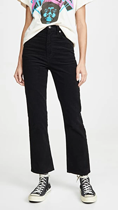 Agolde Pinch Waist Cotton-blend Corduroy Flared Trousers In Black