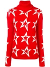 Perfect Moment Stardust Star-intarsia Roll-neck Wool Sweater In Red