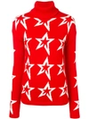 Perfect Moment Stardust Star-intarsia Roll-neck Wool Sweater In Red Snow White Star